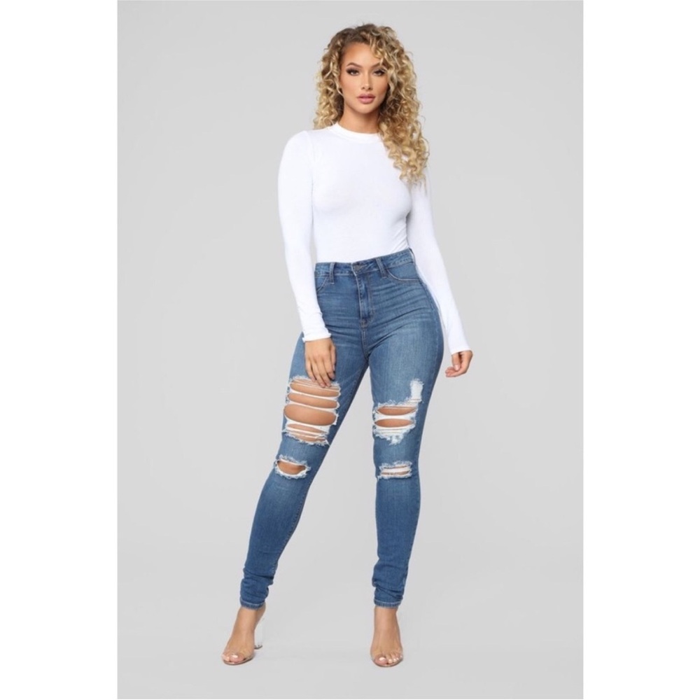 Fashion Nova Main Squeeze High Rise Distressed Jeans